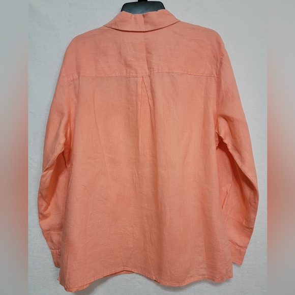 Women's Chadwick's Linen Long Sleeve Button Down Blouse, Coral, Size 16, EUC - Picture 7 of 7